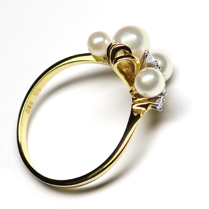 Foto 3 - Damenring mit Diamanten und Perlen in Gelbgold, Q1481