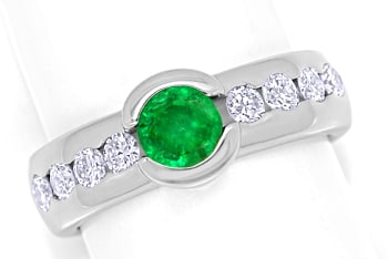 Foto 1 - Diamantenring Spitzen Smaragd und lupenreine Brillanten, S1347