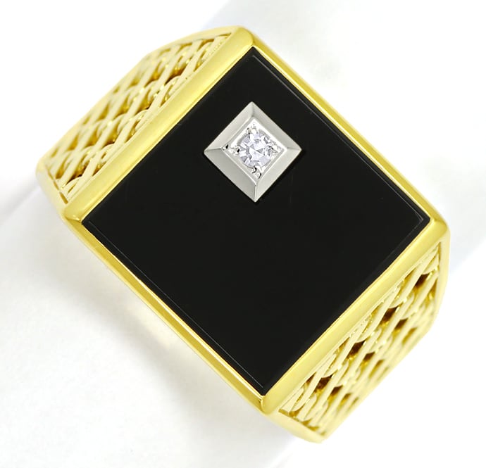 Foto 2 - Herrenring mit Diamant und Onyx in 585er Gold, S1925