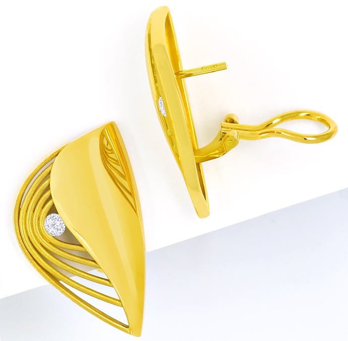 Foto 1 - Designer-Ohrringe lupenreine Brillanten 18K Gelbgold, S2513