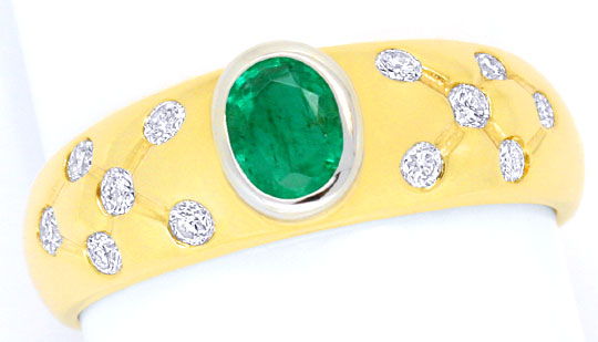 Foto 2 - Super Smaragd Brillantring 18K Gelbgold Top Emerald Neu, S4054