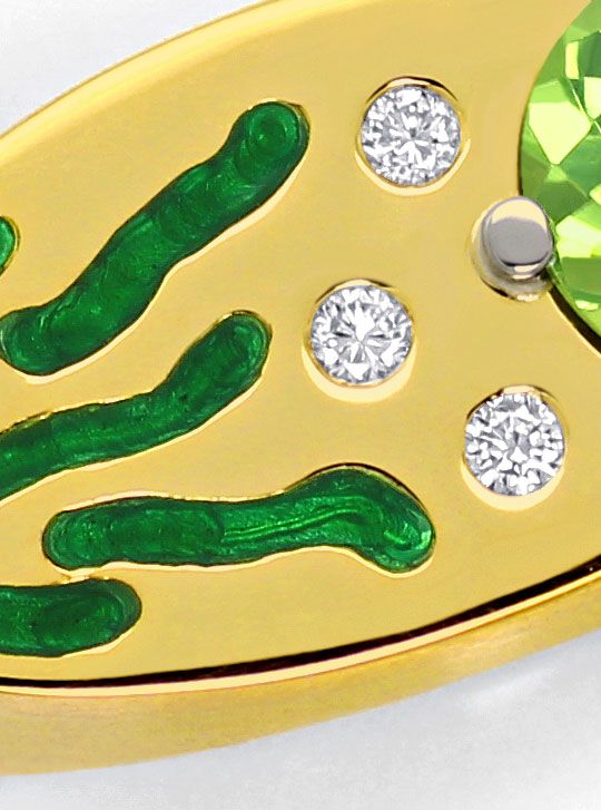 Foto 3 - Gold-Ring Brillanten Peridot Grünes Transluzid Emaille, S4767