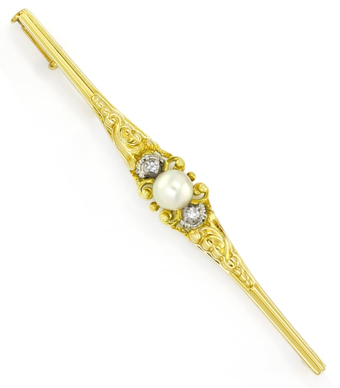 Foto 4 - Antik Set Ring Collier Brosche Perlen Diamanten, S5411