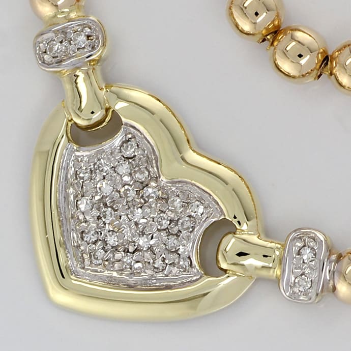 Foto 2 - Geschmackvolles Herz-Goldcollier mit Diamanten, S5529