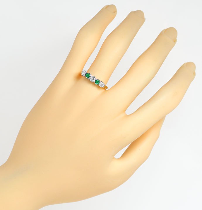 Foto 4 - Halbmemory Gold-Ring mit Smaragden und 0,43ct Diamanten, S9490